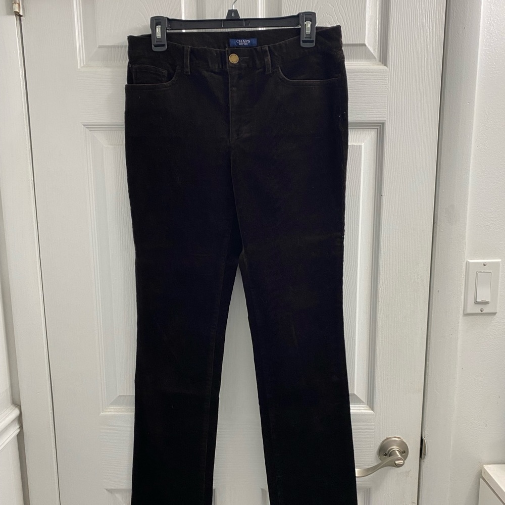 Chaps brown corduroy straight leg pants